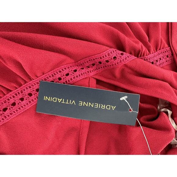 Adrienne Vittadini Top Blouse Size XL Red Neck Tie Classic Career Office Dressy‌ - Picture 9 of 16